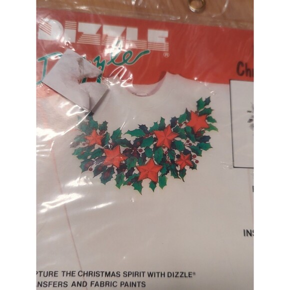 Dizzle Pre Shaded Christmas Iron On Transfer Stars And Holly Wreath 50088 - Picture 3 of 8
